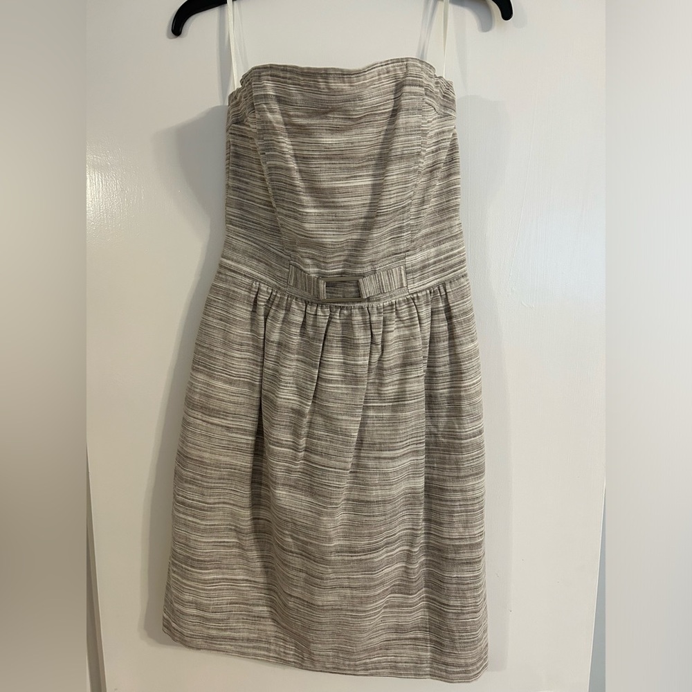 Banana Republic grey dress- Size 6 belted linen strapless dress -Never Worn!